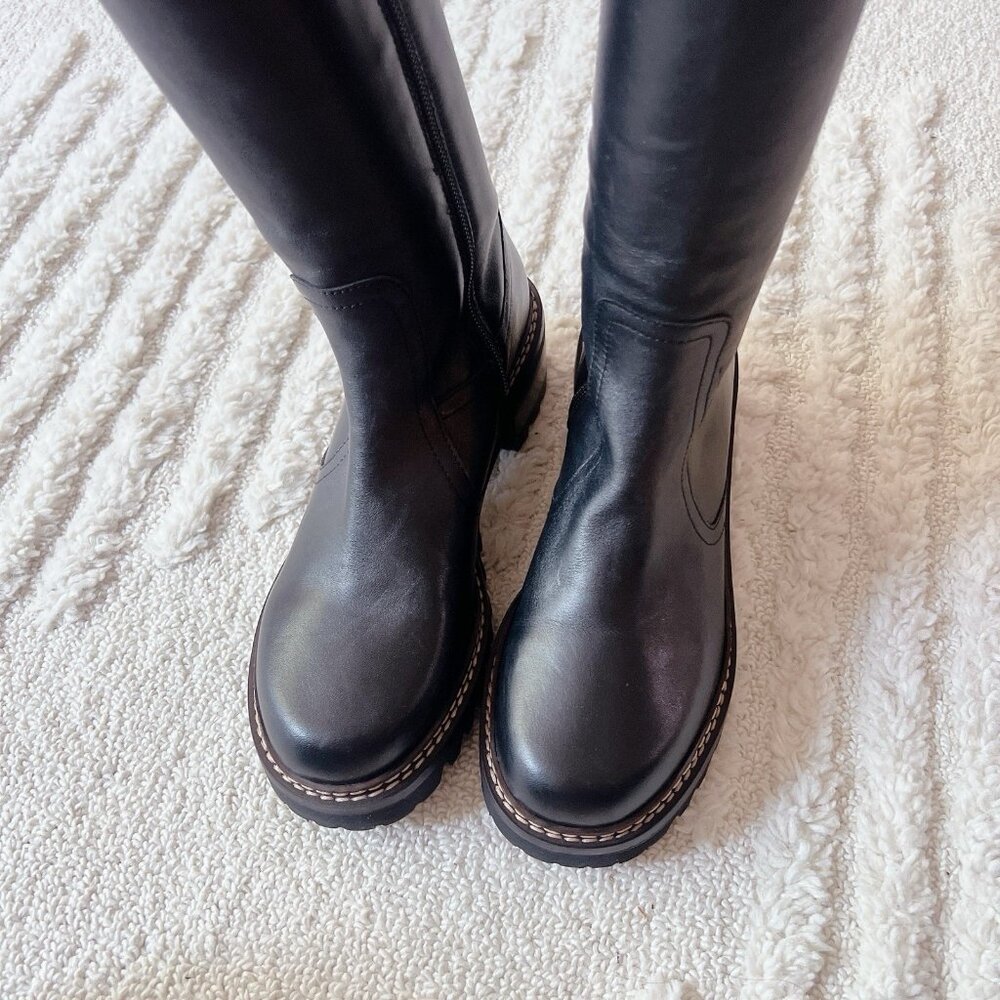See By Chloe Hana Harness Lug Sole Platform Side Zip Knee High Boots Black EU 37 - Picture 7 of 11